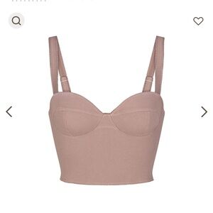 SKIMS COTTON RIB PICOT CROPPED CAMI in Umber